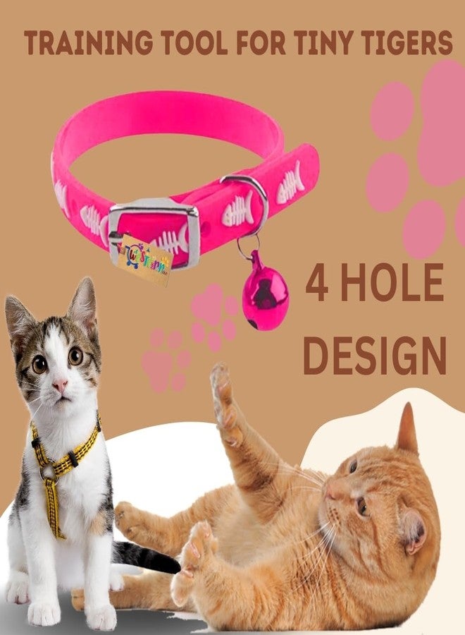Western Era Multicolored Adjustable Rubber Silicone Cat Collar, Stylish Training Fusion, Redefining Feline Style, Rubber Cat Collar in a Vibrant Hued Silicone Cat Collar with Bell (Pink) - Image 4